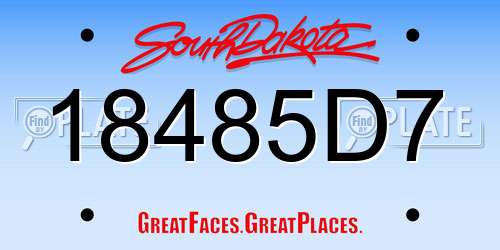 18485D7 South Dakota License Plate