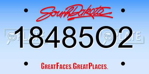 18485O2 South Dakota License Plate