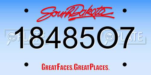 18485O7 South Dakota License Plate