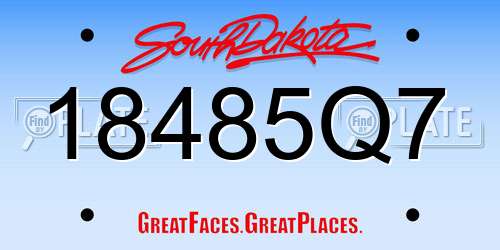 18485Q7 South Dakota License Plate