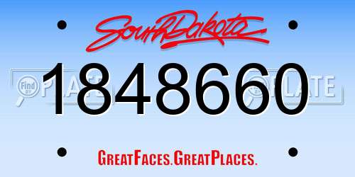 1848660 South Dakota License Plate