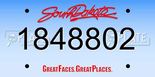 1848802 South Dakota License Plate