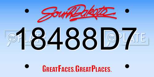 18488D7 South Dakota License Plate