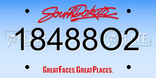 18488O2 South Dakota License Plate