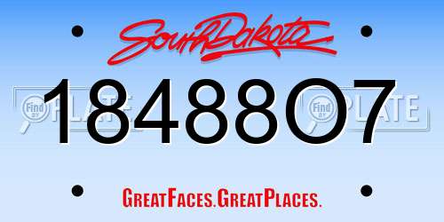 18488O7 South Dakota License Plate