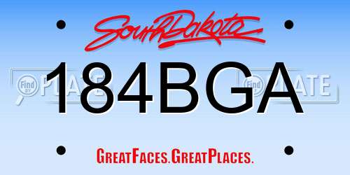 184BGA South Dakota License Plate