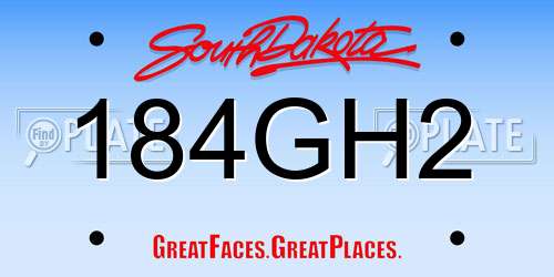 184GH2 South Dakota License Plate