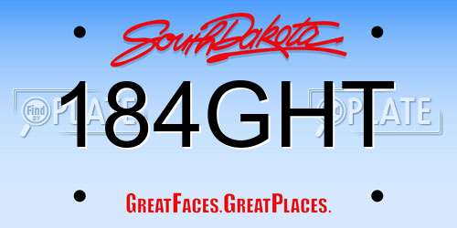 184GHT South Dakota License Plate