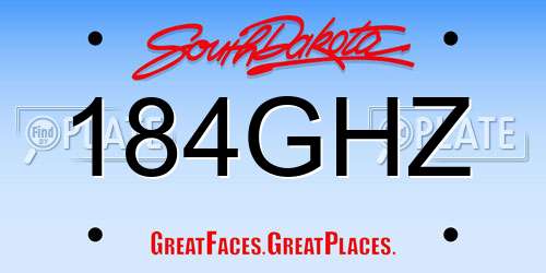 184GHZ South Dakota License Plate