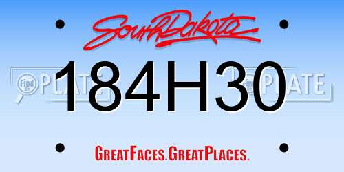 184H30 South Dakota License Plate