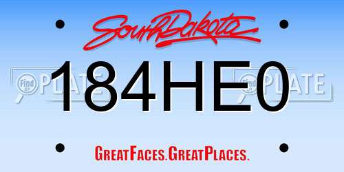 184HE0 South Dakota License Plate