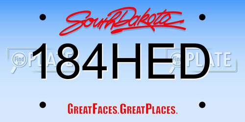 184HED South Dakota License Plate
