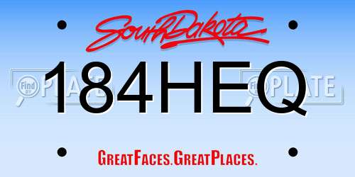 184HEQ South Dakota License Plate