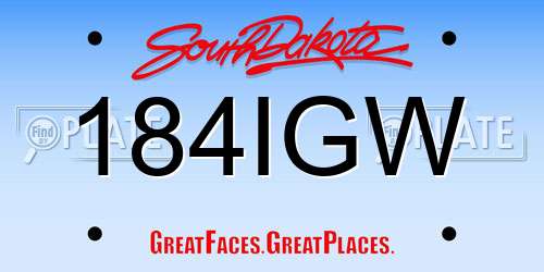 184IGW South Dakota License Plate