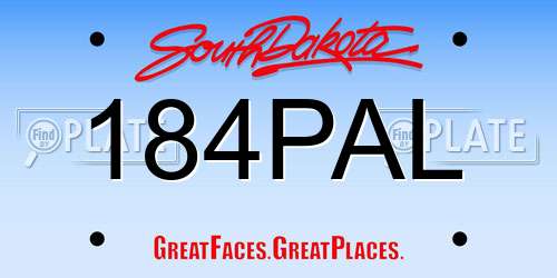 184PAL South Dakota License Plate