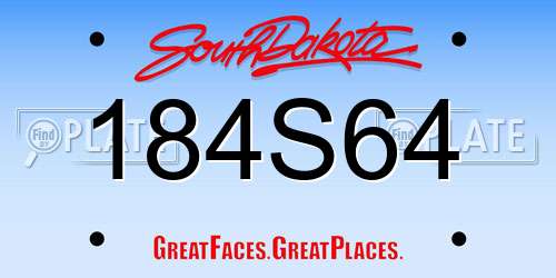 184S64 South Dakota License Plate