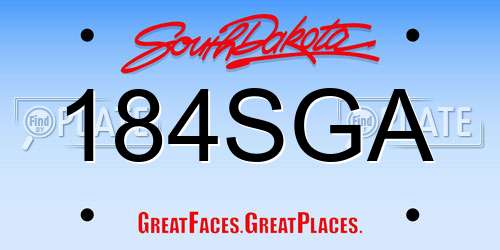 184SGA South Dakota License Plate