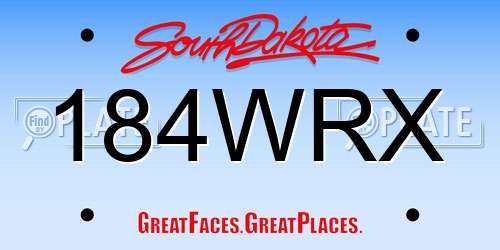 184WRX South Dakota License Plate