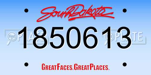 1850613 South Dakota License Plate