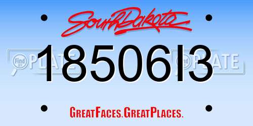 18506I3 South Dakota License Plate