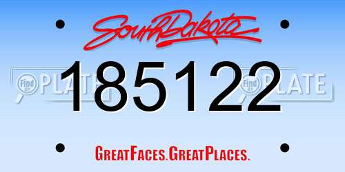 185122 South Dakota License Plate