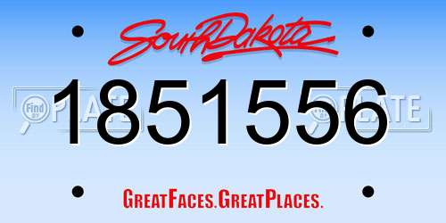 1851556 South Dakota License Plate