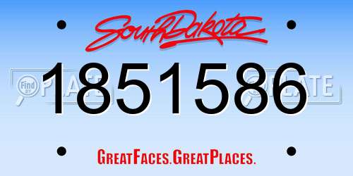 1851586 South Dakota License Plate