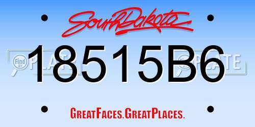 18515B6 South Dakota License Plate