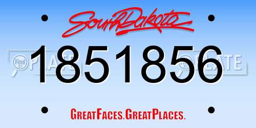 1851856 South Dakota License Plate