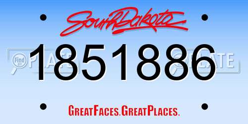 1851886 South Dakota License Plate