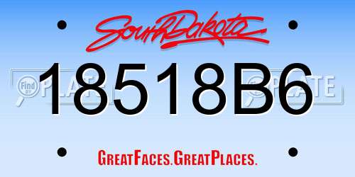 18518B6 South Dakota License Plate