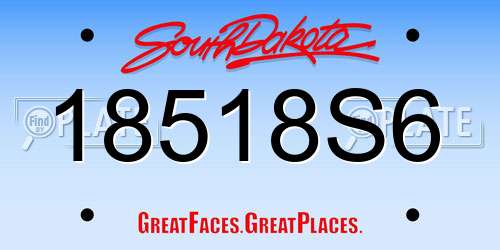 18518S6 South Dakota License Plate