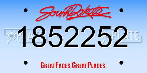 1852252 South Dakota License Plate