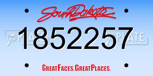 1852257 South Dakota License Plate