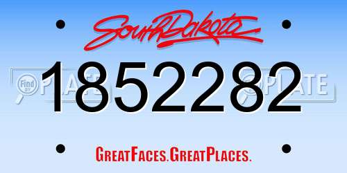 1852282 South Dakota License Plate