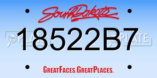 18522B7 South Dakota License Plate