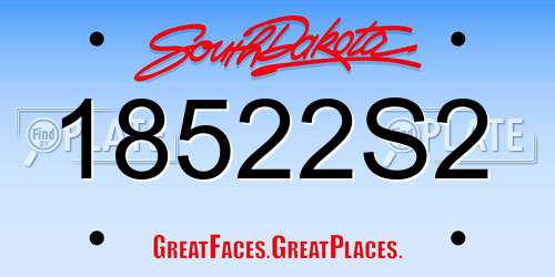18522S2 South Dakota License Plate
