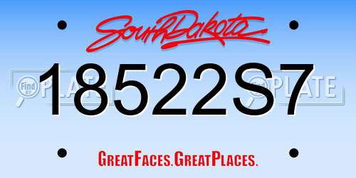 18522S7 South Dakota License Plate