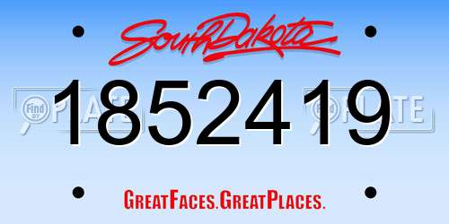 1852419 South Dakota License Plate
