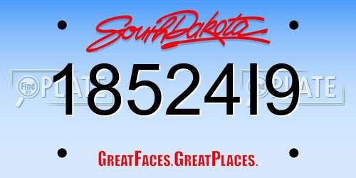 18524I9 South Dakota License Plate