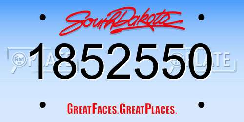 1852550 South Dakota License Plate