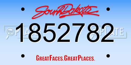 1852782 South Dakota License Plate