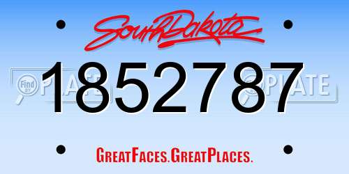 1852787 South Dakota License Plate