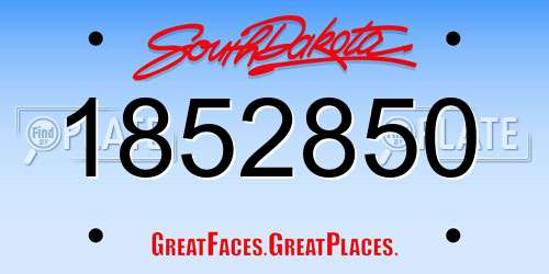 1852850 South Dakota License Plate