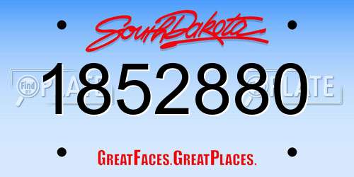 1852880 South Dakota License Plate