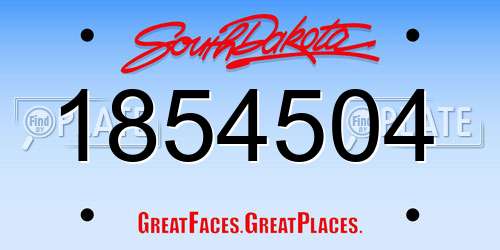 1854504 South Dakota License Plate