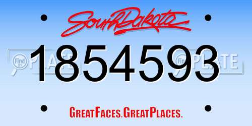1854593 South Dakota License Plate