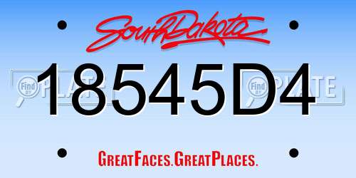 18545D4 South Dakota License Plate