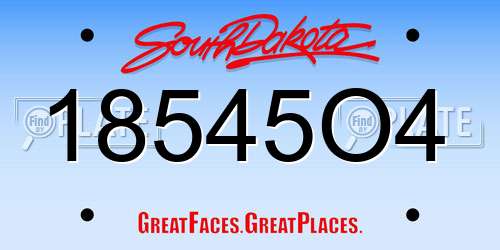 18545O4 South Dakota License Plate