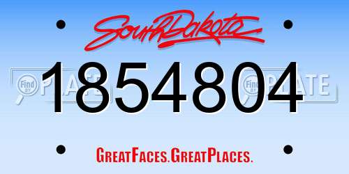1854804 South Dakota License Plate